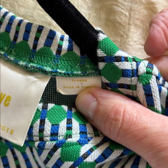 Anthropologie MAEVE Green and White Geometric Mini Dress - Picture 8 of 8